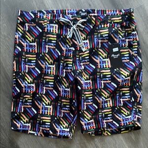 Black Board Shorts with Elastic Waistband